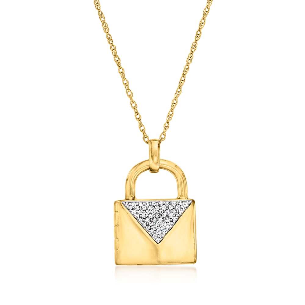 Diamond Heart Lock Necklace 1/5 ct tw Round-cut Sterling Silver 18