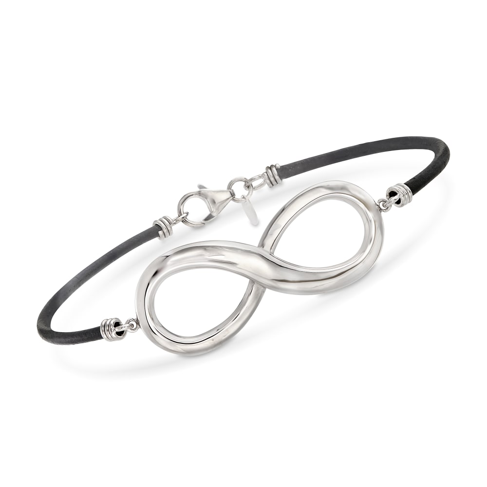 Infinity bracelet leather hotsell sterling silver
