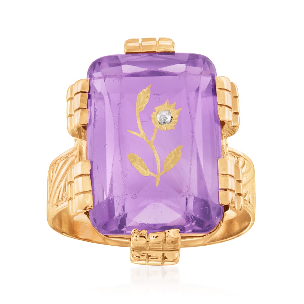 C. 1930 Vintage 9.00 Carat Amethyst Forget Me Not Flower Ring