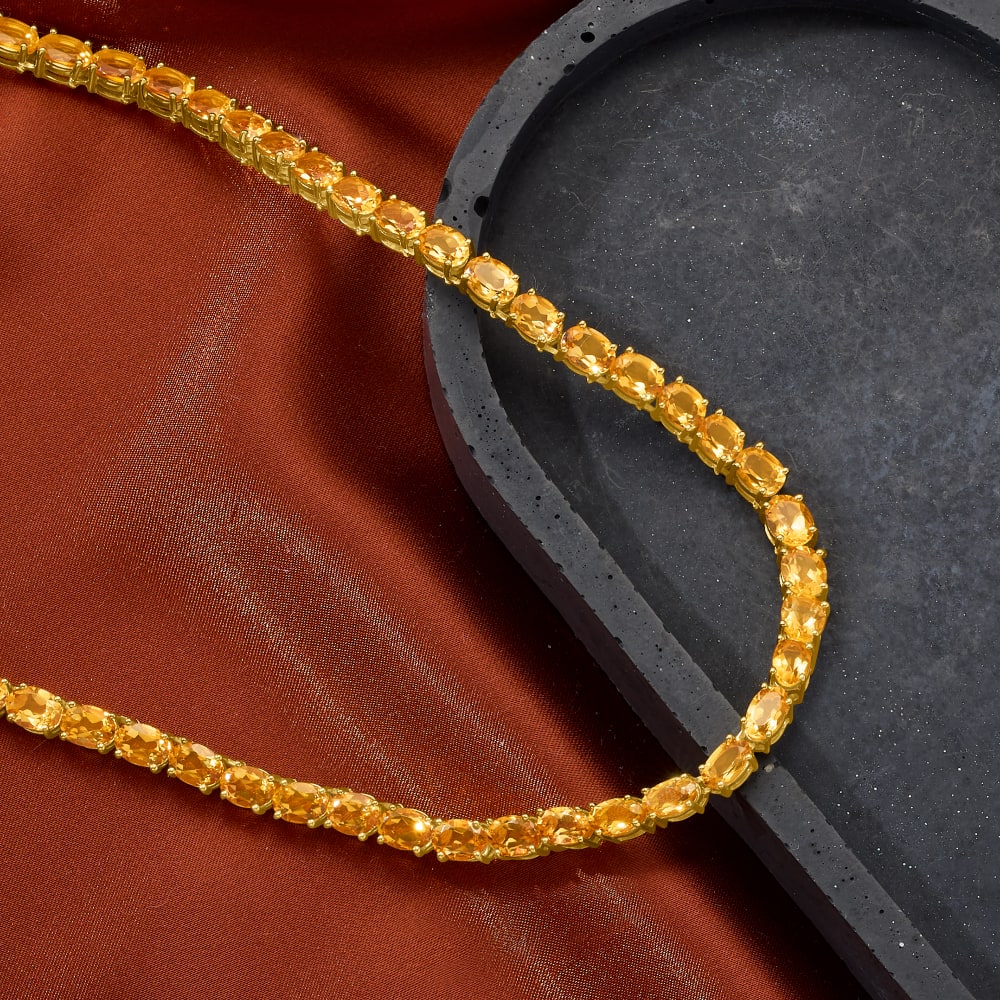 40.00 ct. t.w. Citrine Tennis Necklace in 18kt Gold Over Sterling