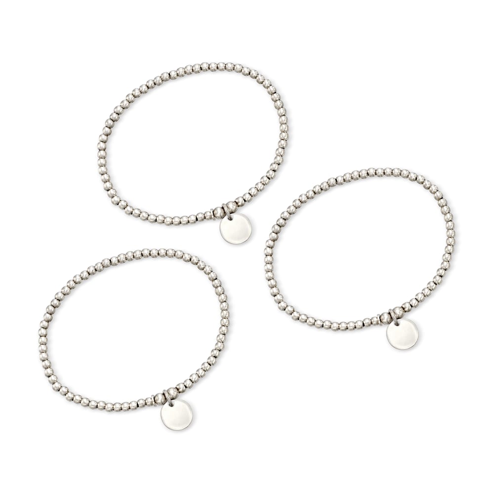 Italian Sterling Silver Jewelry Set: Three 3mm Personalized Disc