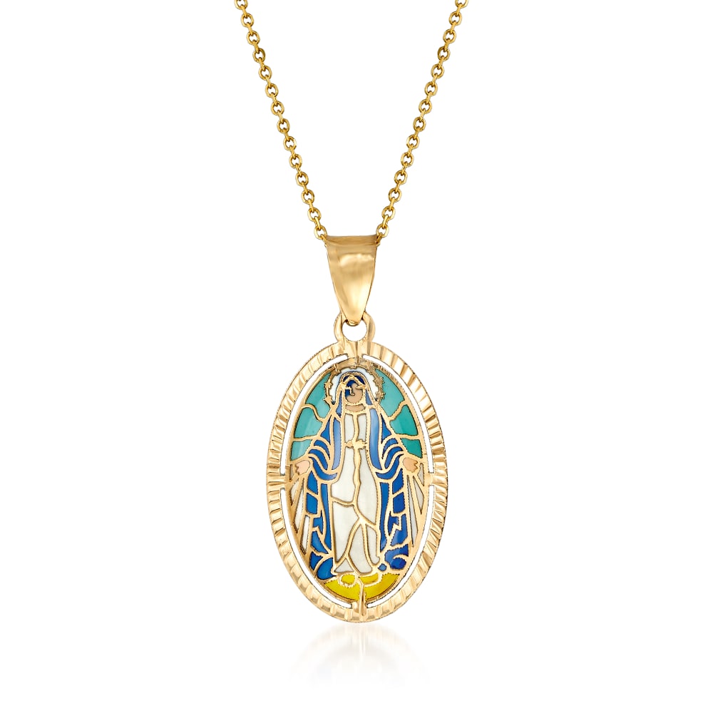 Small Virgin Mary Medallion Necklace, Gold or Silver - Glamrocks