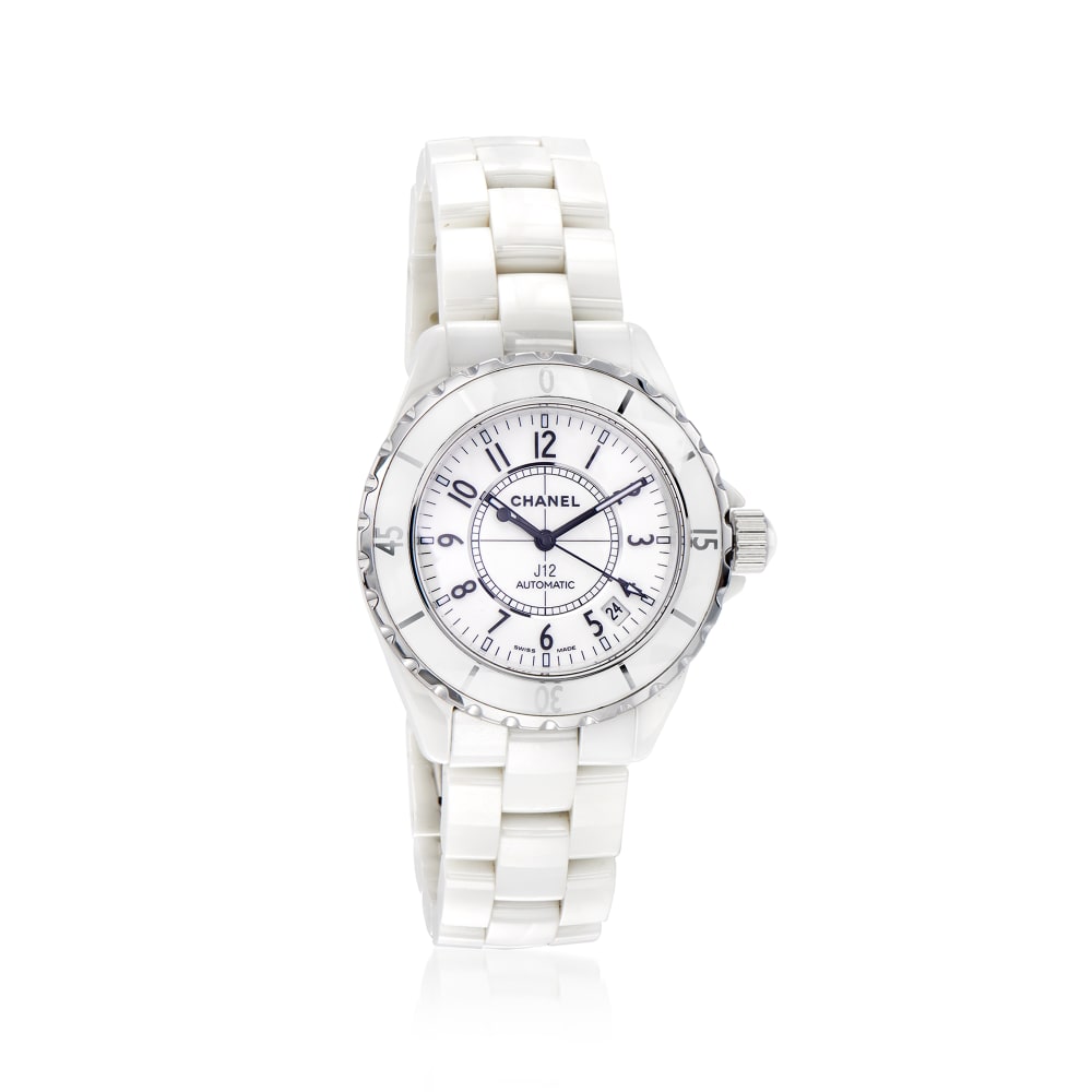 chanel j12 automatic crystal white dial ladies watch h5700
