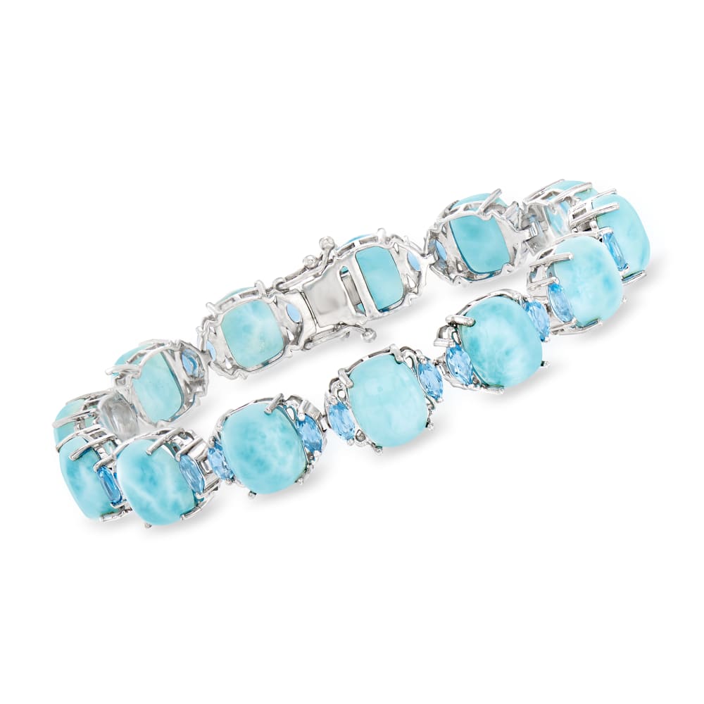 Bracelet Natural London Blue Topaz Gemstone Rondelle Beads Bracelets Silver