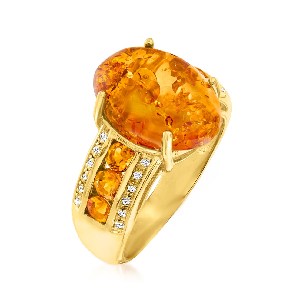 Amber Ring with .50 ct. t.w. Citrines with White Topaz Accents in 18kt ...