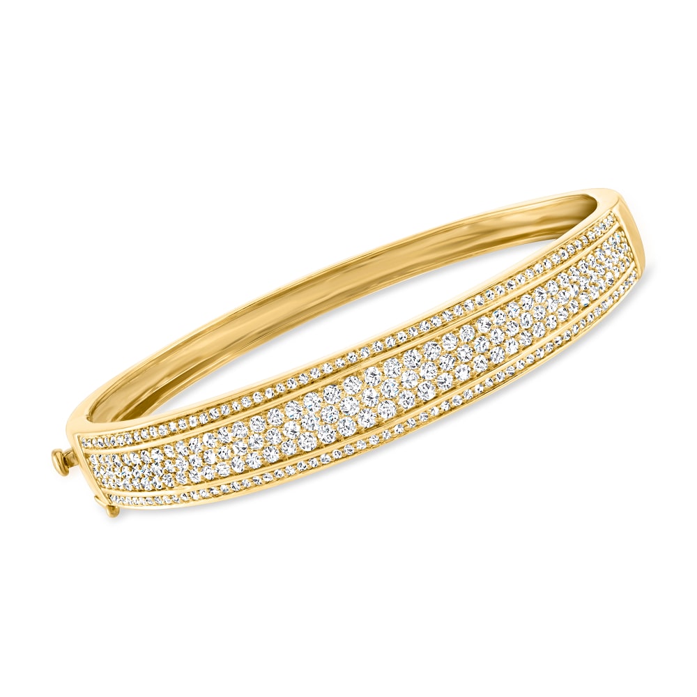 1.05 CTTW Pave Diamond Bangle Bracelet in Yellow Gold | New York Jewelers  Chicago