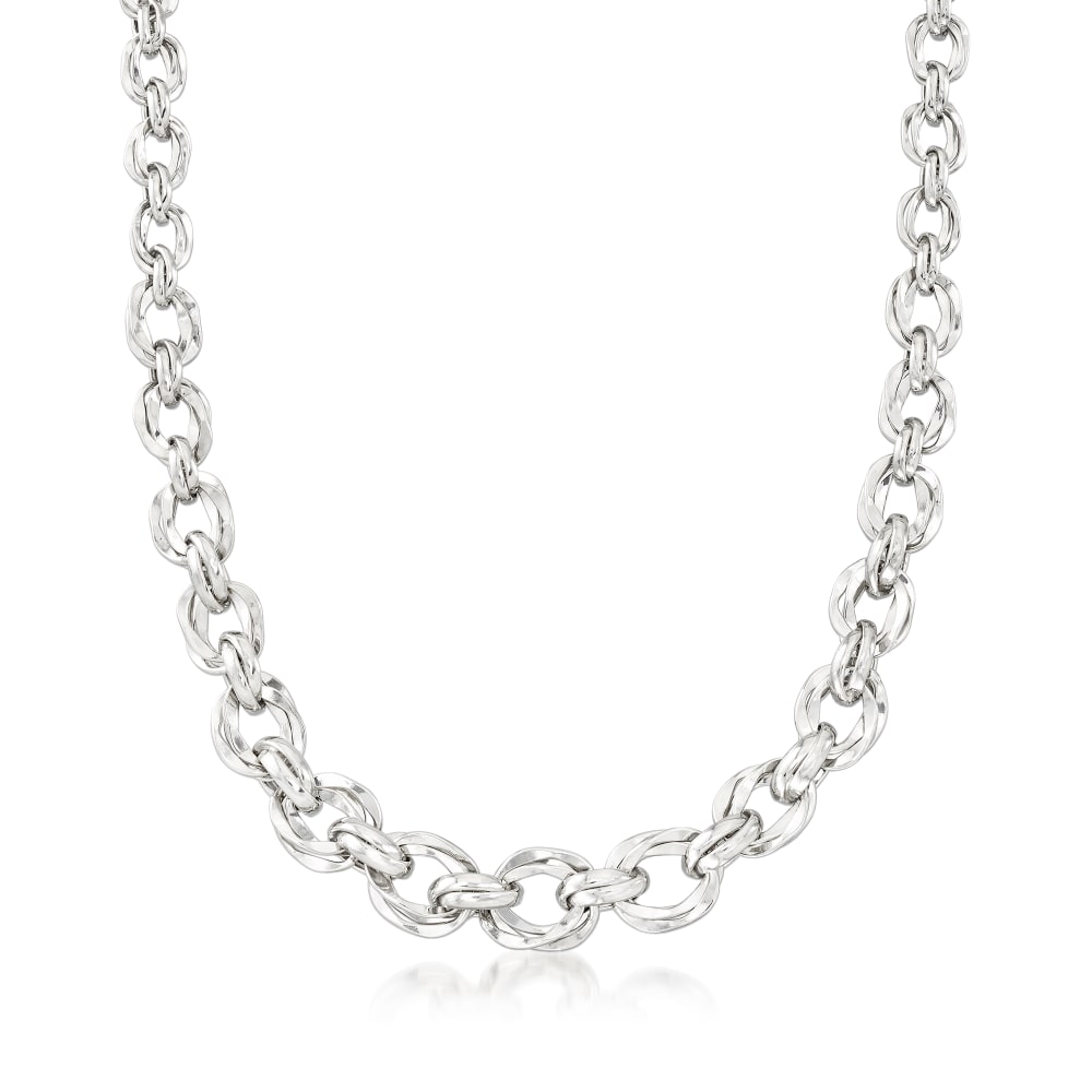Sterling Silver Graduated Oval-Link Necklace | Ross-Simons