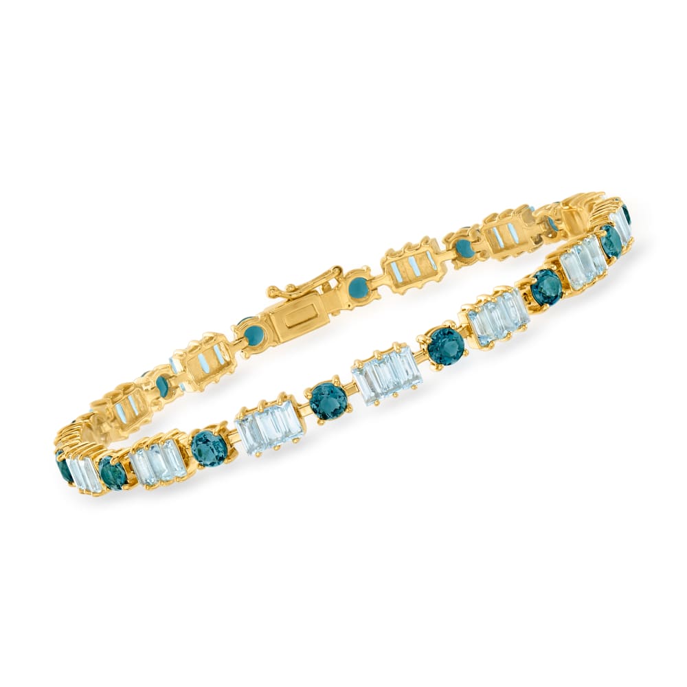 14kt White Gold London Blue Topaz and Diamond Bracelet- 7 In | Bluestone  Jewelry | Tahoe City, CA