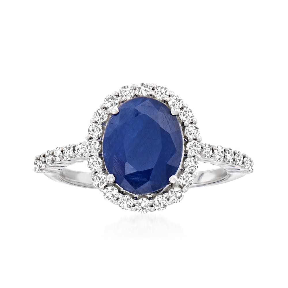 3.30 Carat Sapphire and .56 ct. t.w. Diamond Ring in 14kt White Gold ...