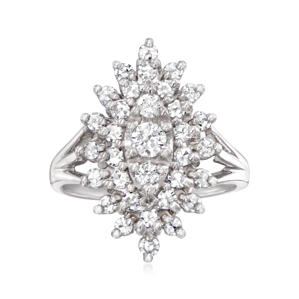 C. 1980 Vintage 1.00 ct. t.w. Diamond Cluster Cocktail Ring in 14kt