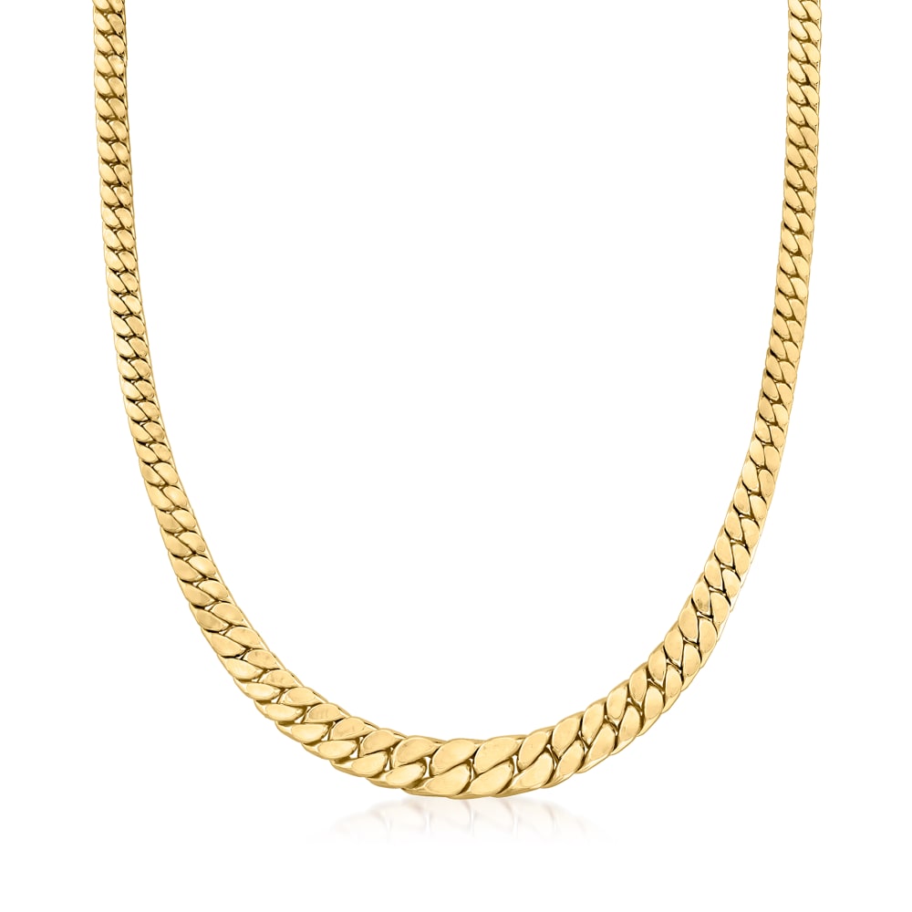 Italian 14kt Yellow Gold Graduated Flat Curb-Link Necklace | Ross