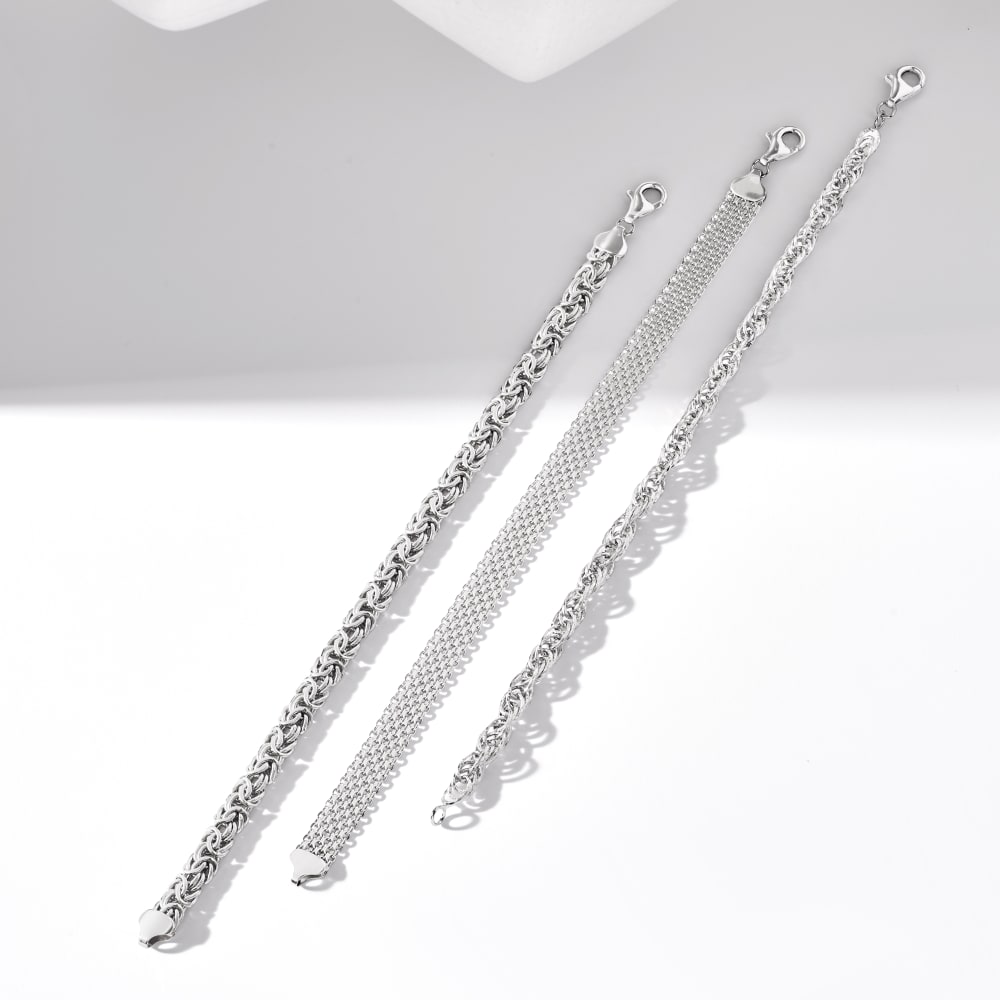 Sterling Silver Jewelry Set: Three Link Bracelets | Ross-Simons