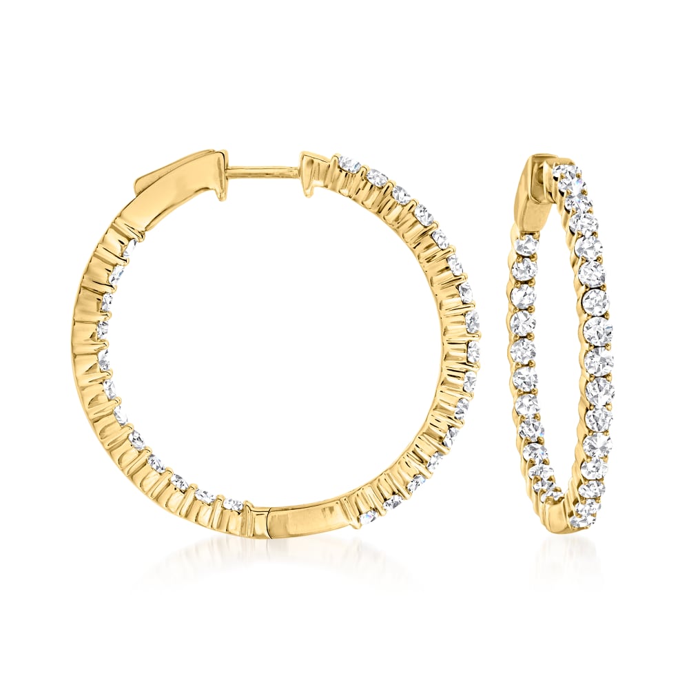 2.00 ct. t.w. Diamond Inside-Outside Hoop Earrings in 14kt Yellow Gold ...