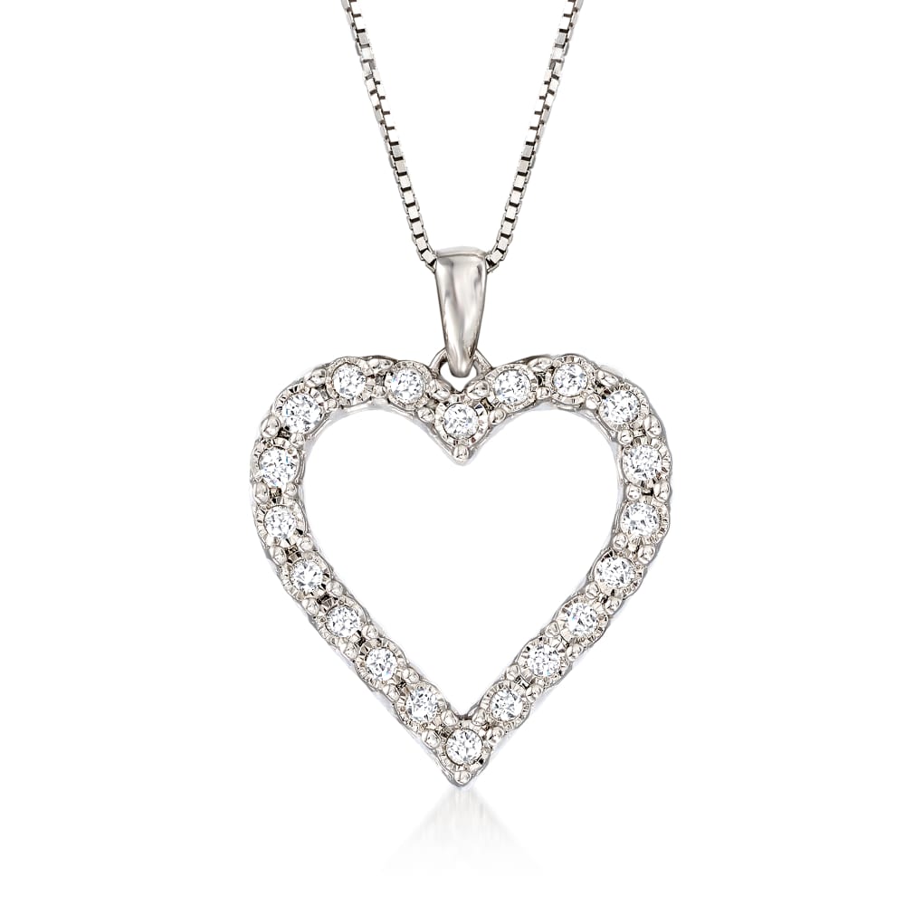 .30 ct. t.w. Diamond Heart Pendant Necklace in Sterling Silver | Ross ...
