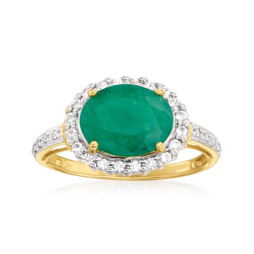 2.30 Carat Emerald and .25 ct. t.w. Diamond Ring in 14kt Yellow
