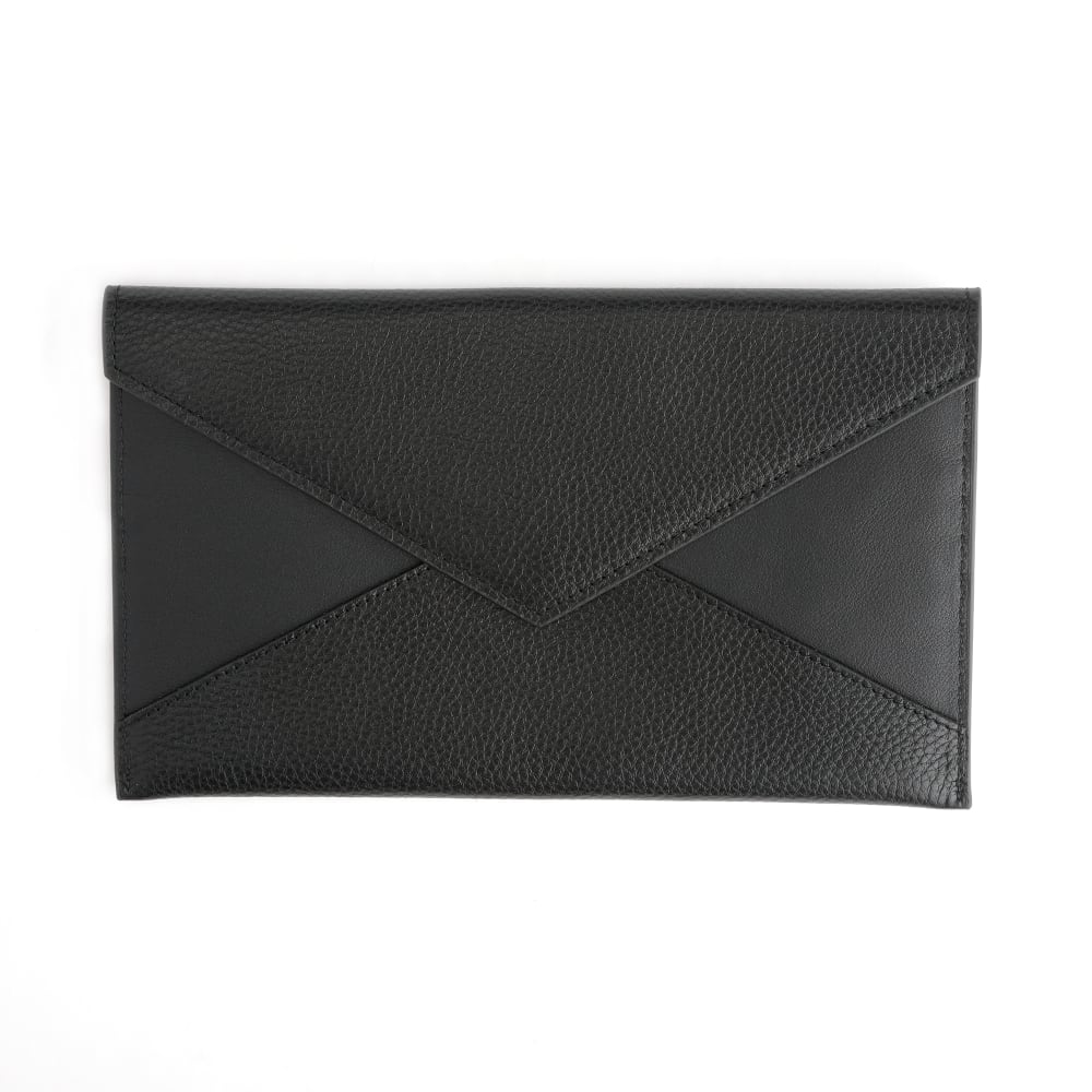 Black leather envelope clutch 2025