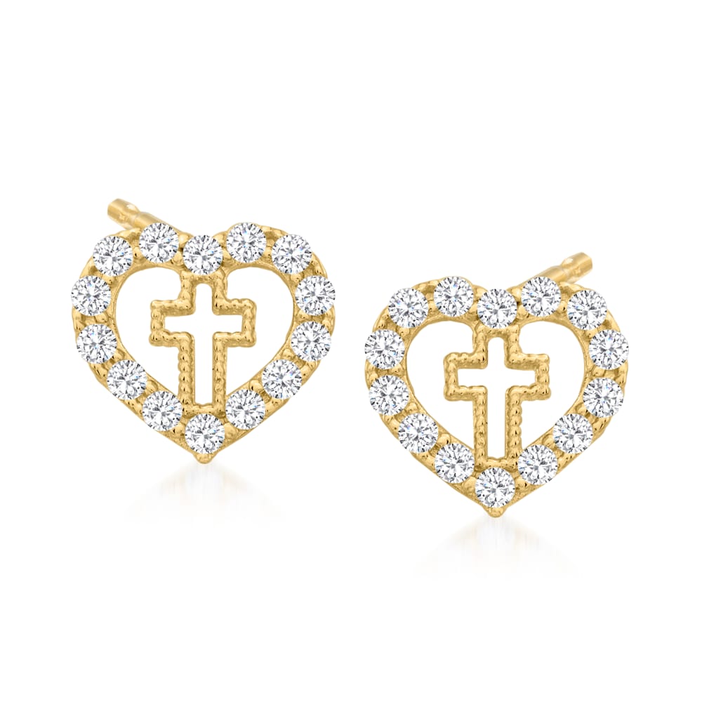 Heart cross deals earrings