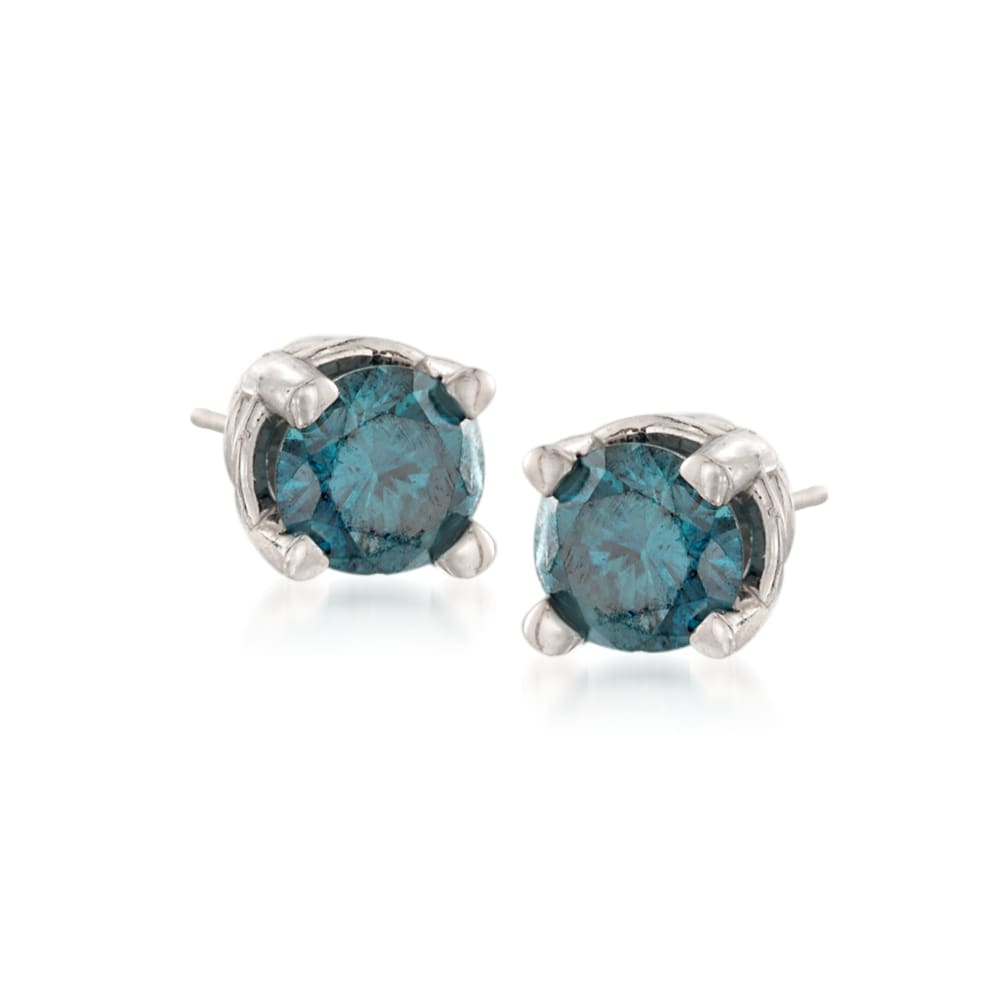 Round Shape Blue Sapphire Earrings With Round Diamonds (3.22cttw) AAAA  Quality