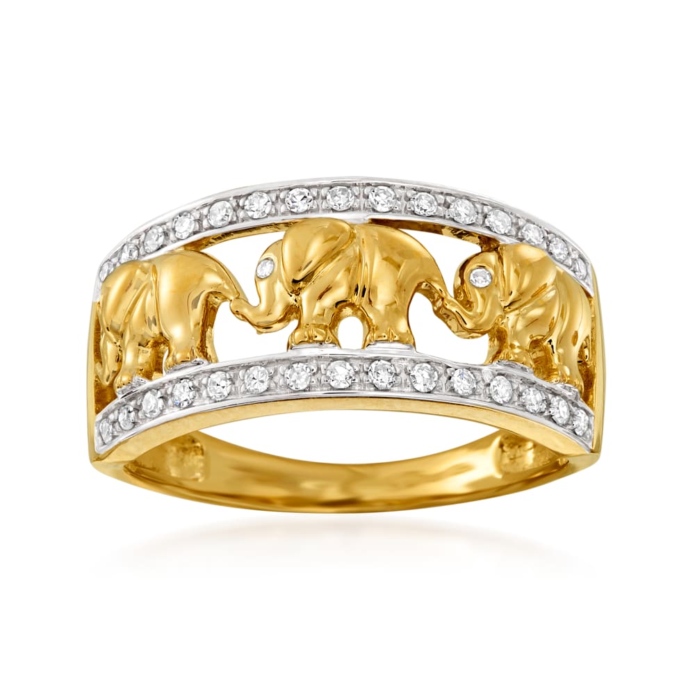 Big 5 Yellow Gold Relief Ring with White Diamond Borders - Afrogem Jewellers
