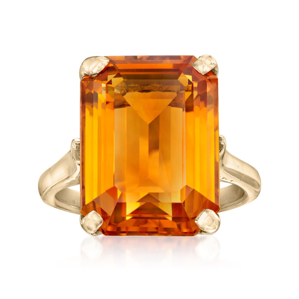 C. 1940 Vintage 10.00 Carat Orange Citrine Ring in 10kt Yellow