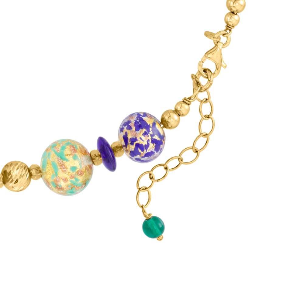 Italian Multicolored Murano Glass Bead Necklace in 18kt Gold Over ...