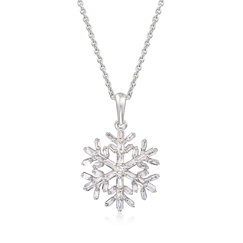 Snowflake Pendant With Cubic Zirconias In Sterling Silver in White | Pascoes