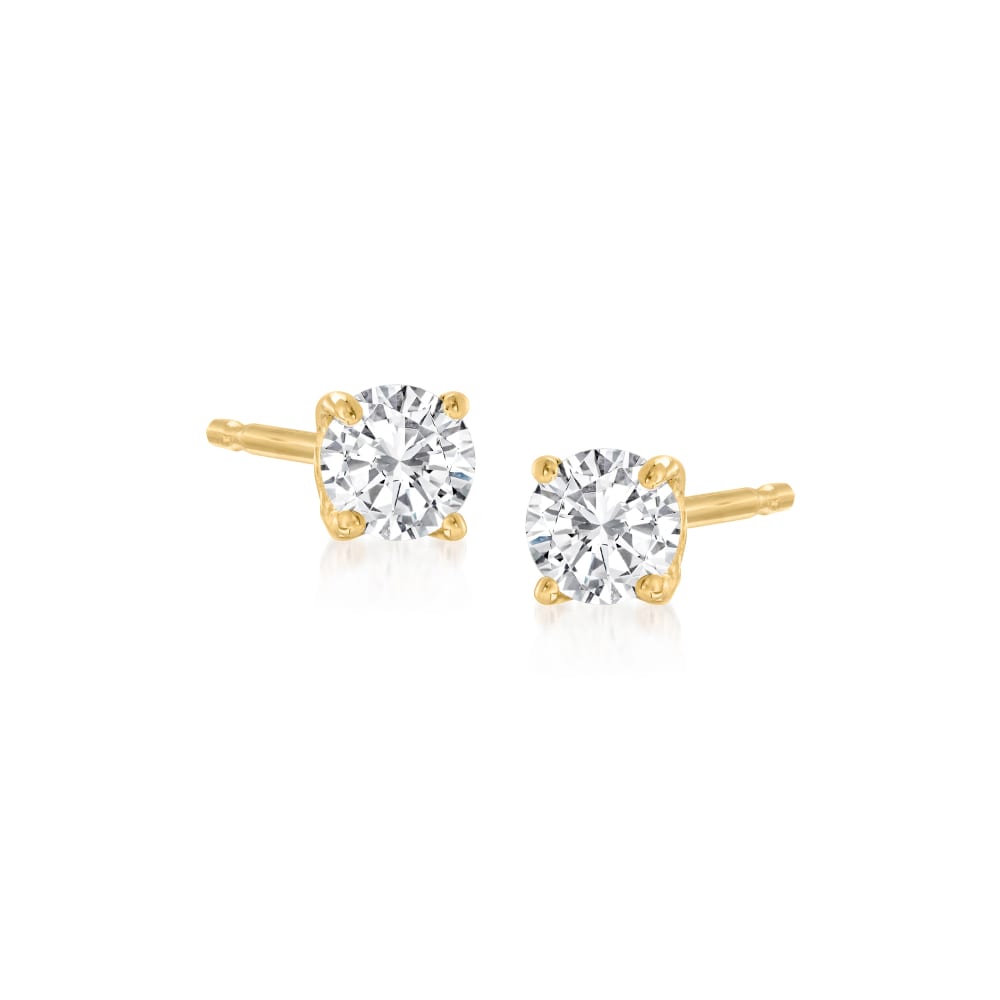 14k Yellow Gold Diamond Stud Earrings 2.5mm - Aria