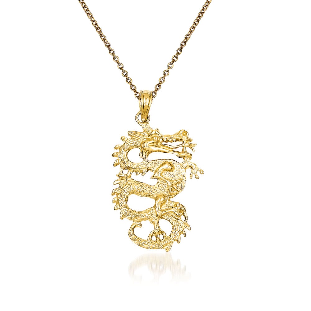 14kt Yellow Gold Dragon Pendant Necklace | Ross-Simons