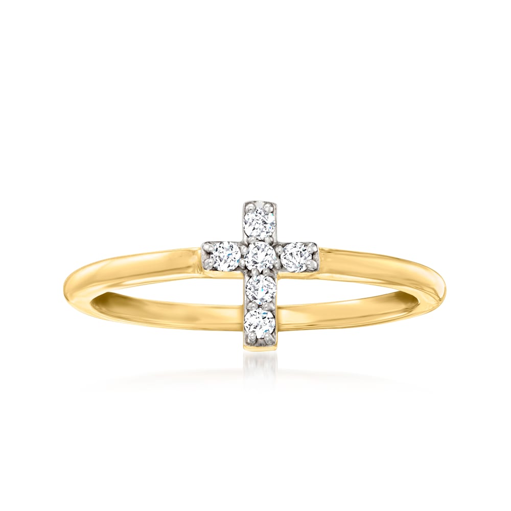 Sterling Silver and 14kt Yellow Gold Multi-Row Cross Ring | Ross-Simons