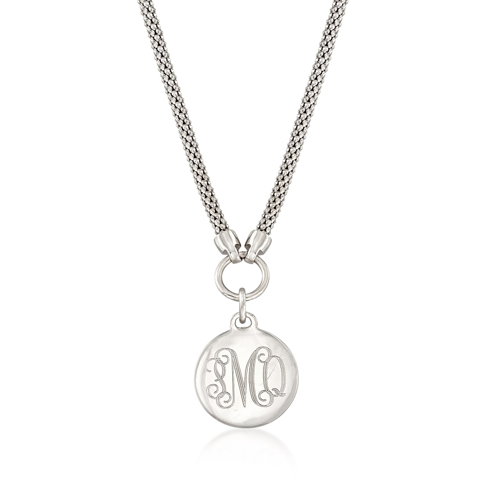 ROWAWA Monogram Necklace Monogrammed Pendant Necklaces for Women Sterling Silver Plated Initial Letter Engraved Toggle Coin Disc Style Simple Dainty