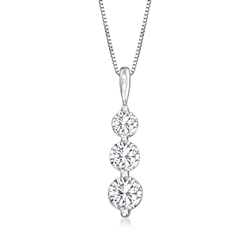 1.00 ct. t.w. Diamond Graduated Pendant Necklace in 14kt White Gold