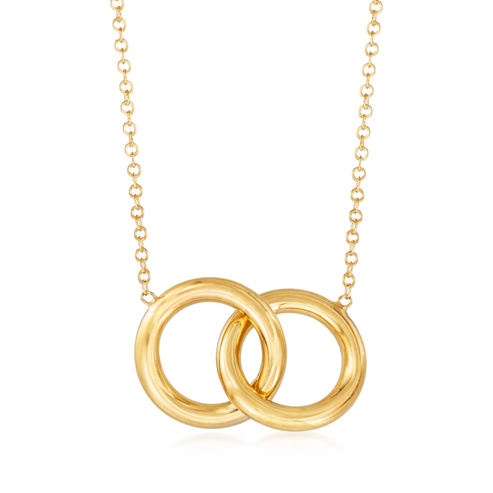 Yellow and White Gold interlocking rings pendant – Gardiner Brothers