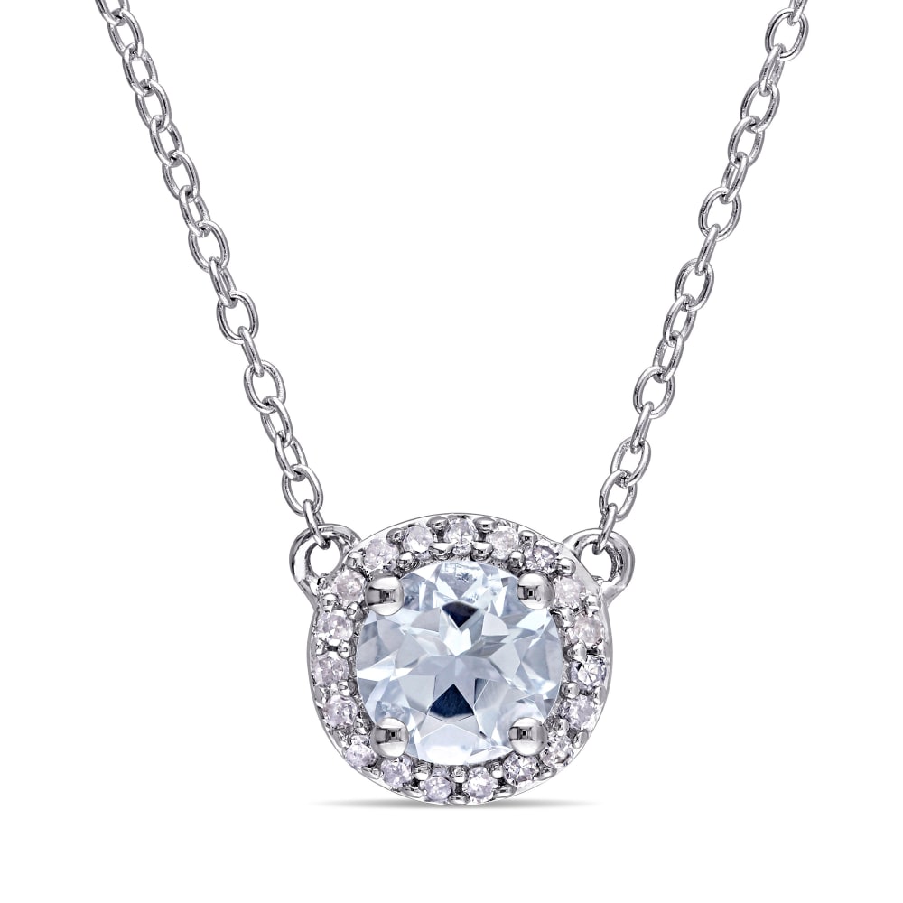 70 Carat Aquamarine Necklace with Diamond Accents in Sterling