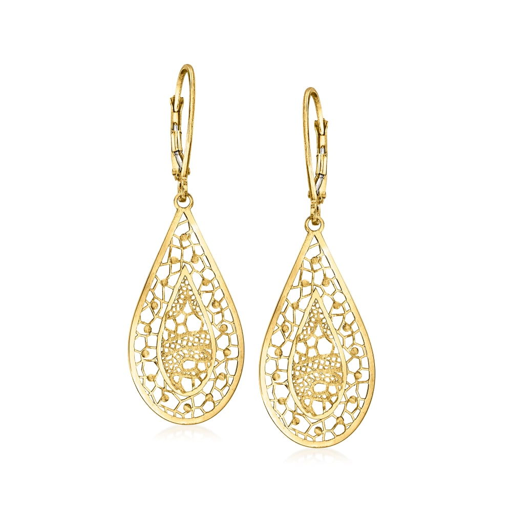 Gold filigree teardrop earrings sale