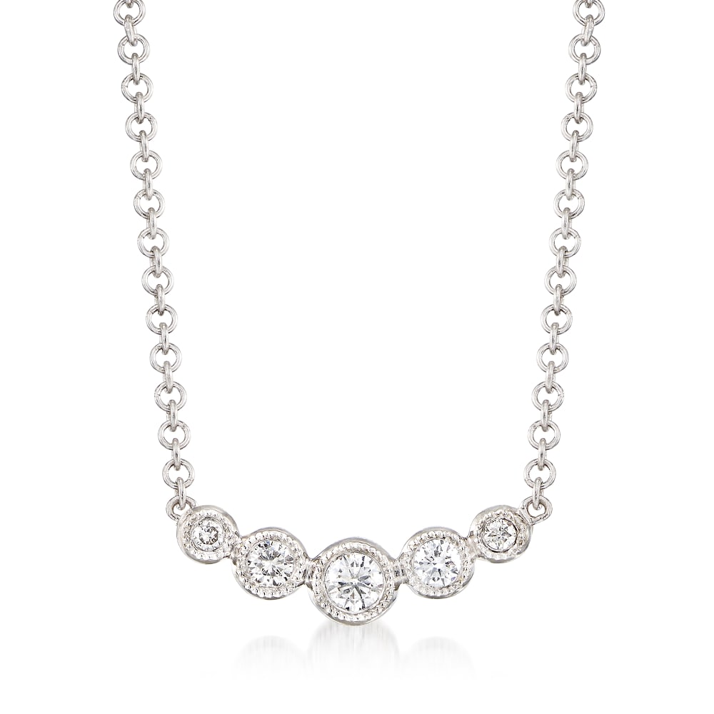Gabriel Designs .10 ct. t.w. Graduated Diamond Necklace in 14kt White ...
