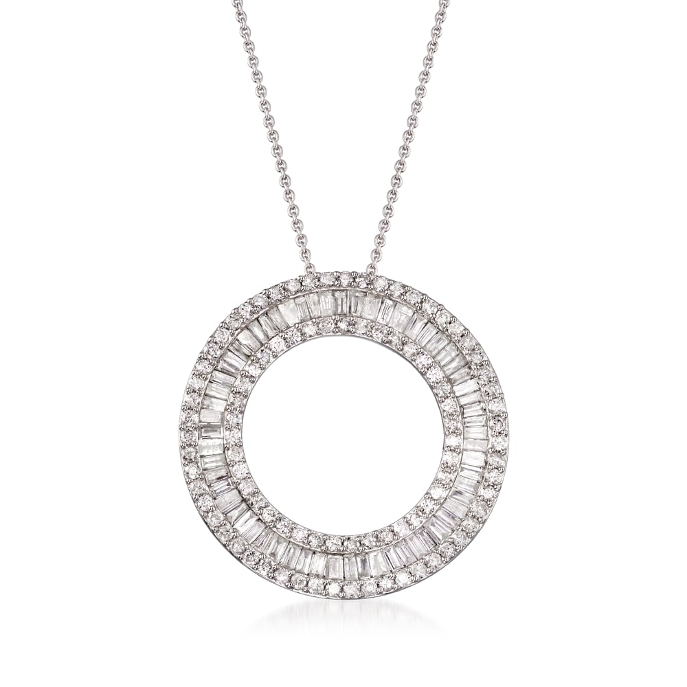 Baguette diamond circle pendant deals
