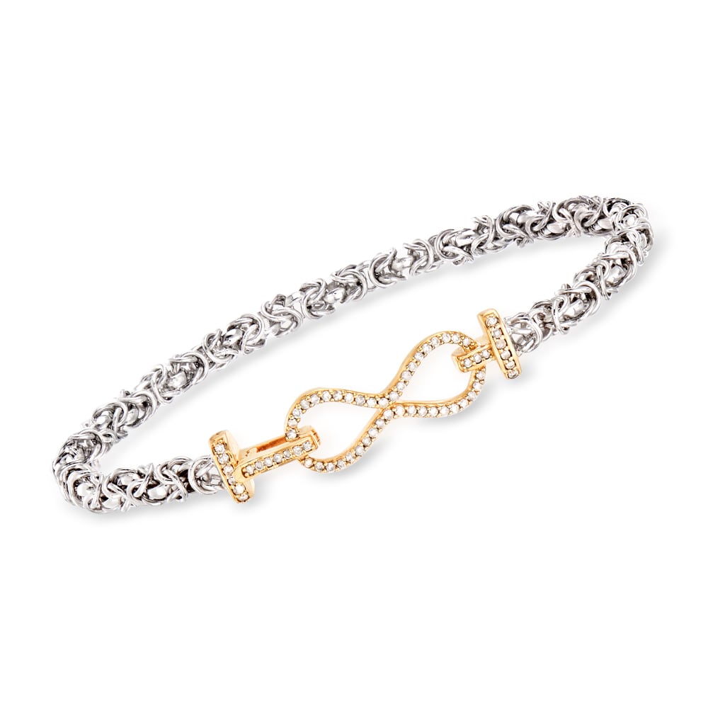25 ct. t.w. Diamond Infinity Byzantine Bracelet in Sterling Silver
