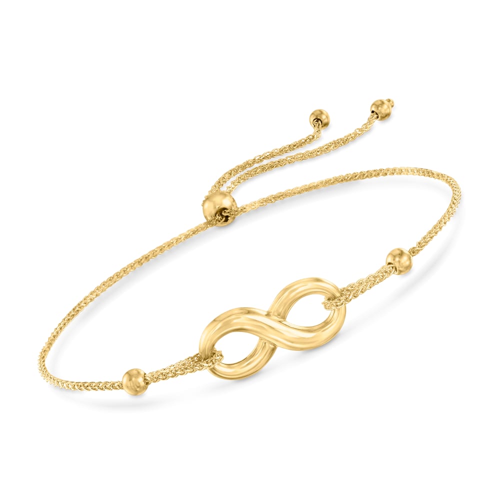 Amazon.com: Solid 10k Yellow Gold Infinity Love Knot Symbol Bracelet - with  Secure Lobster Lock Clasp 7.5