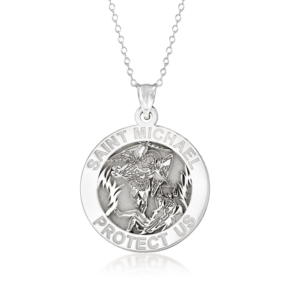 St michael necklace sterling silver on sale