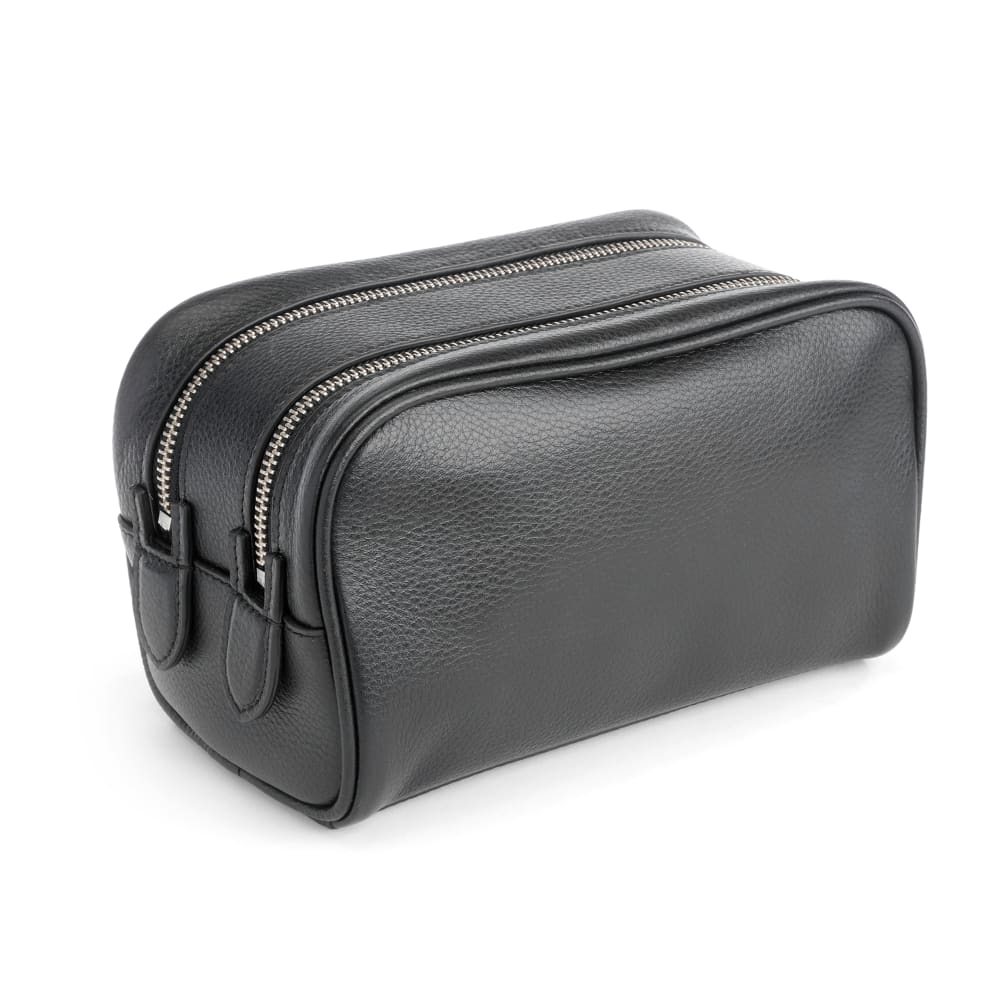 Royce Black Leather Double-Zip Toiletry Bag | Ross-Simons
