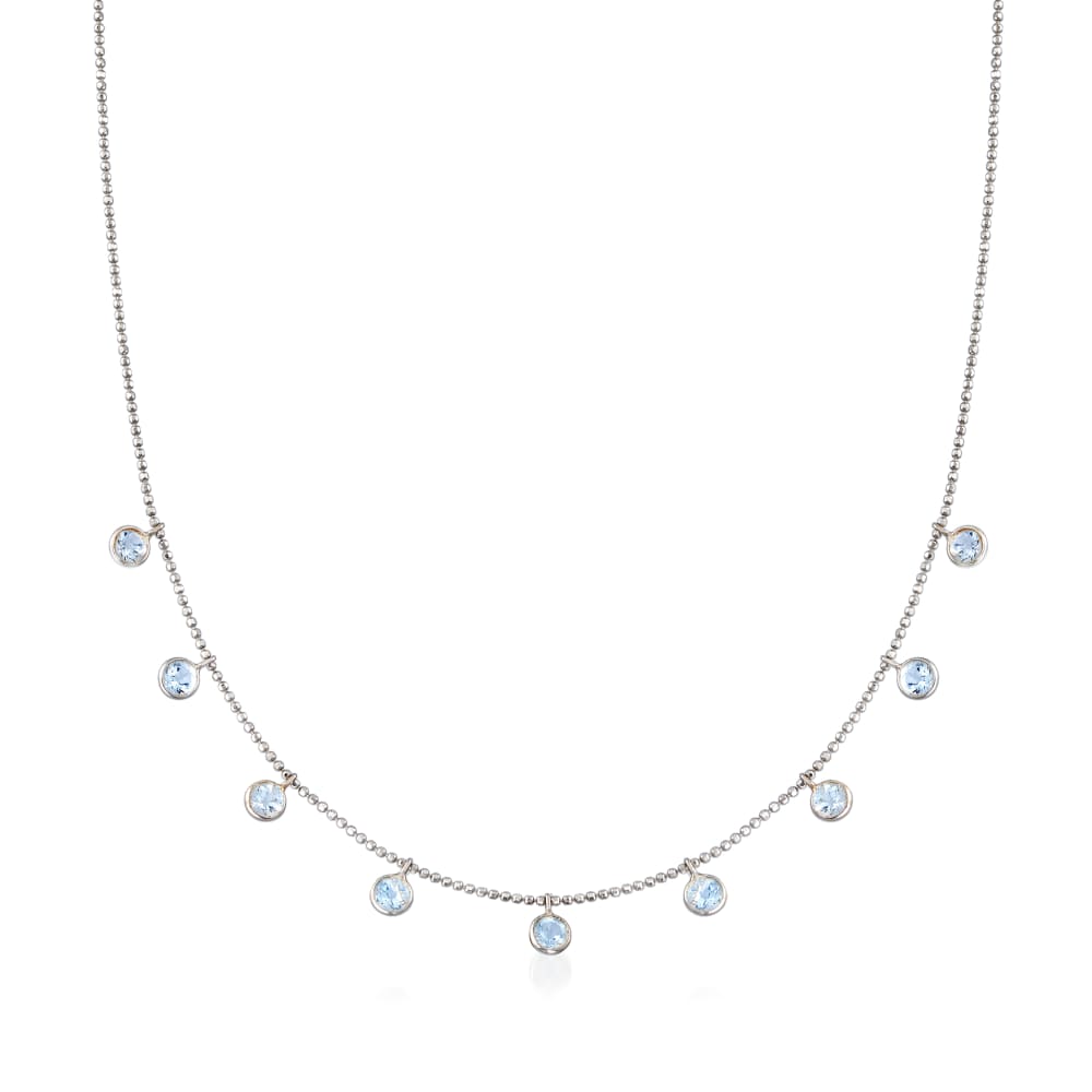 Bayberry Aquamarine Long Necklace in 14k Gold (March)