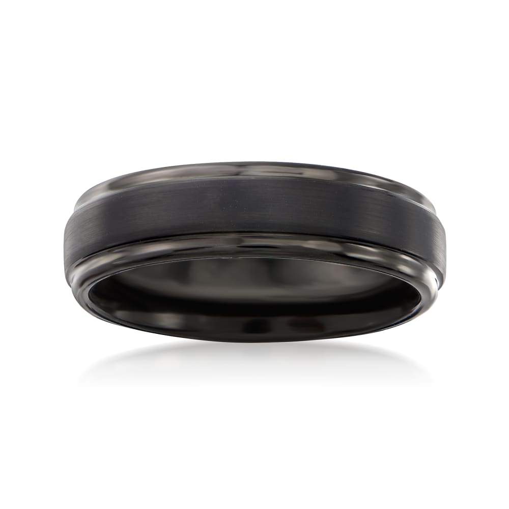 Men's 6mm Black Tungsten Carbide Wedding Ring | Ross-Simons