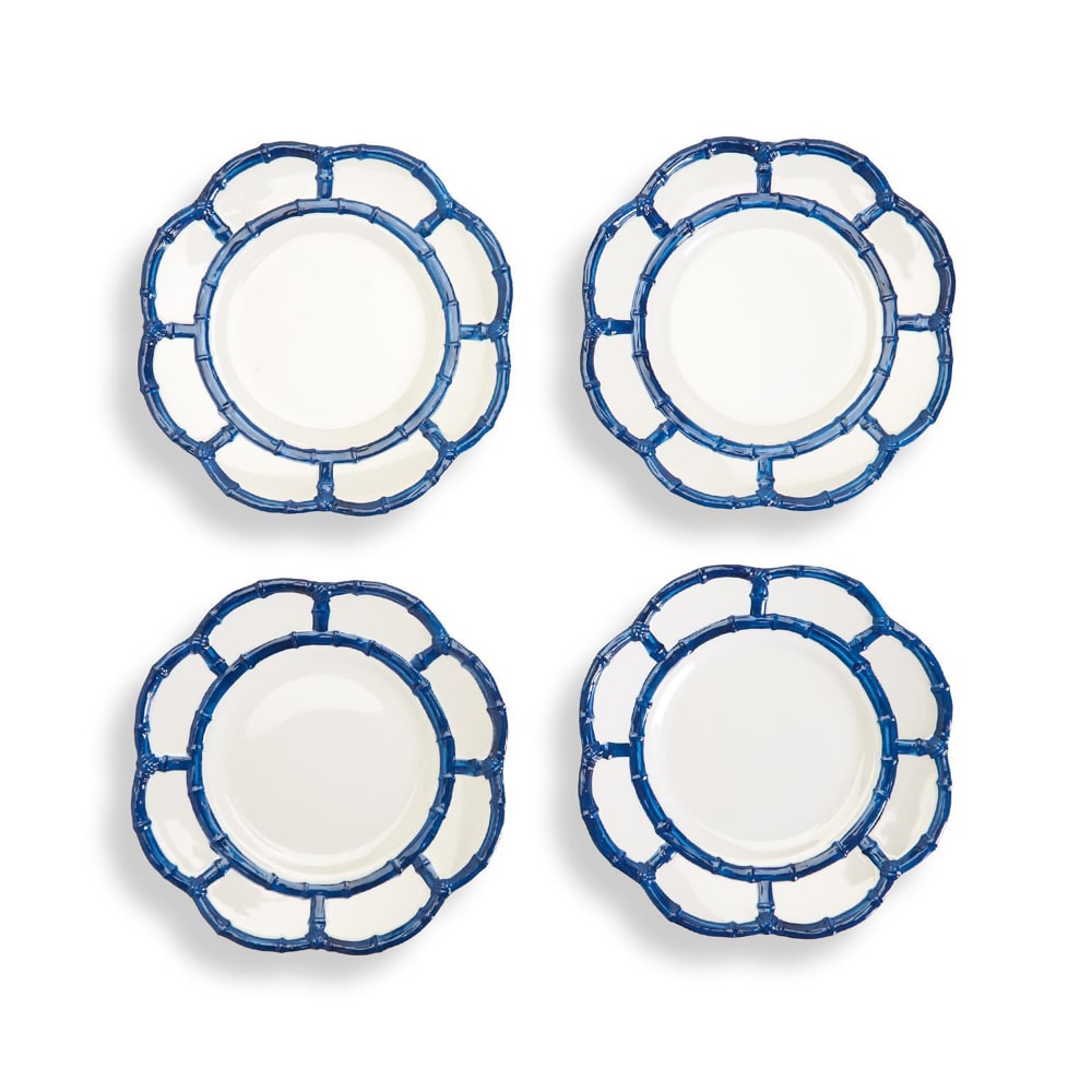 Blue Bamboo Touch Set of 4 Melamine Salad Dessert Plates Ross