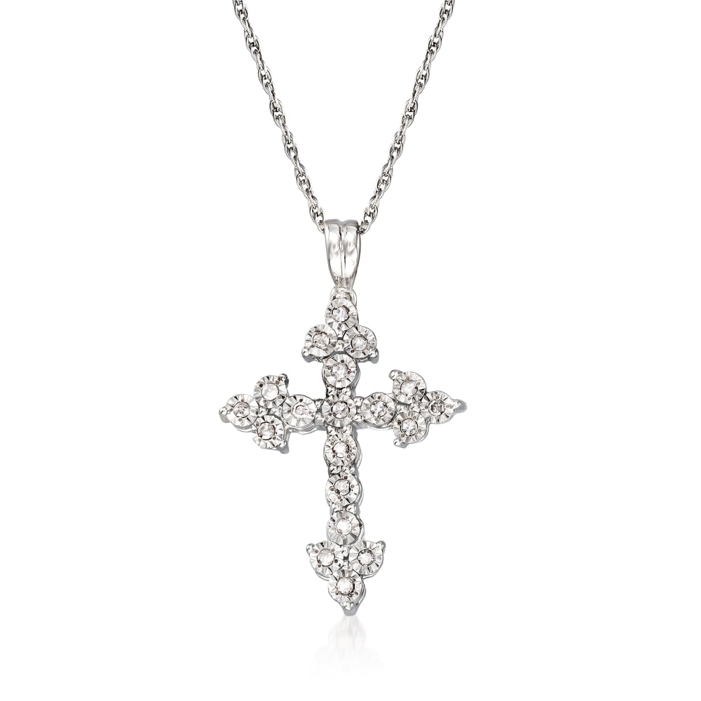 25 ct. t.w. Diamond Cross Pendant Necklace in Sterling Silver | Ross-Simons