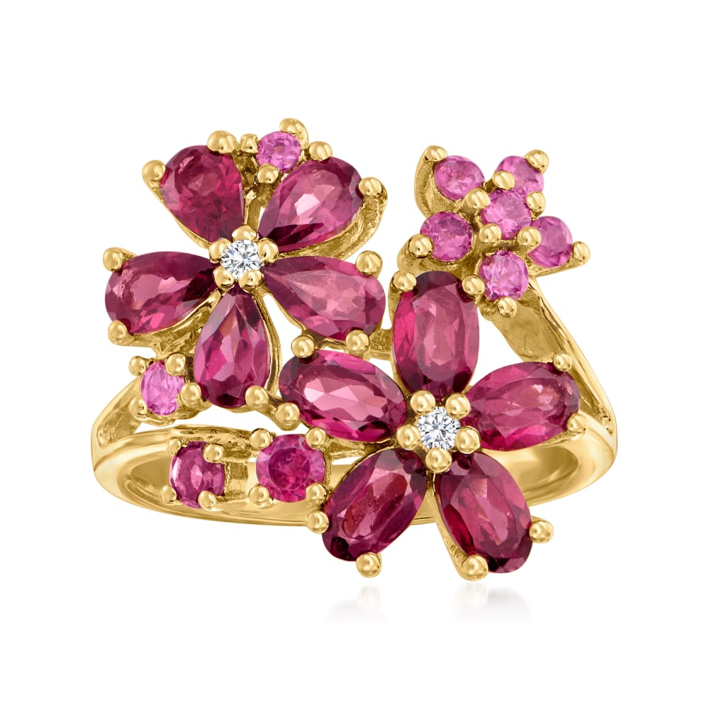 Garnet flower ring deals