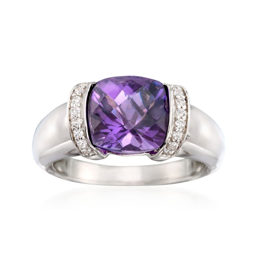 2.80 Carat Amethyst and .10 ct. t.w. CZ Ring in Sterling Silver | Ross ...