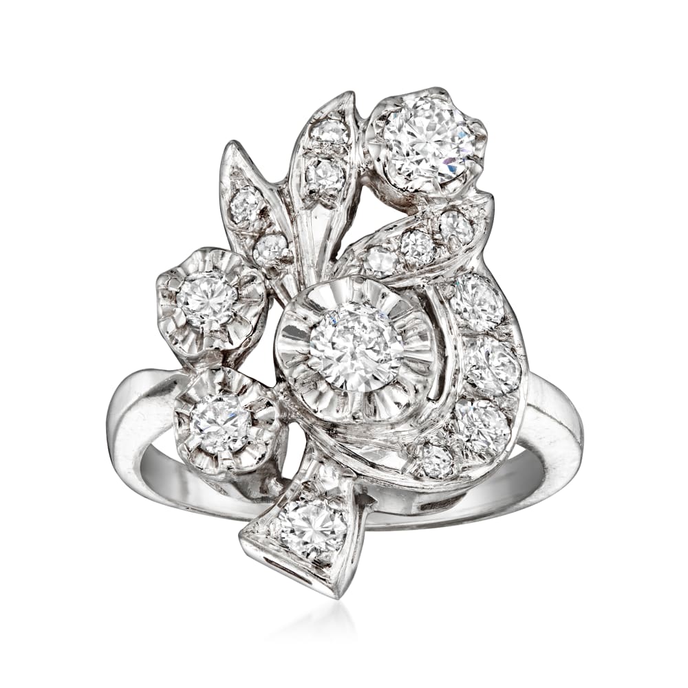 C. 1950 Vintage 1.00 ct. t.w. Diamond Ring in 14kt White Gold