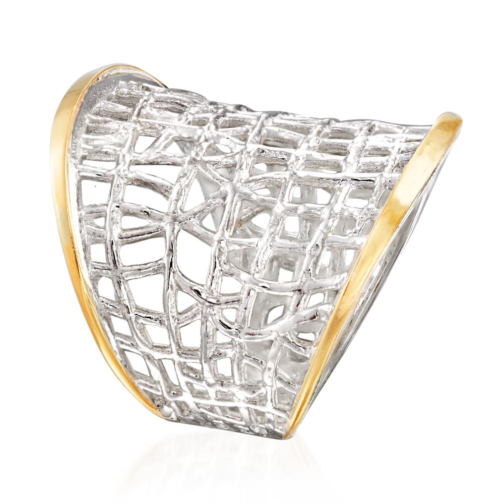Sterling Silver and 14kt Yellow Gold Free-Form Lattice Ring | Ross 