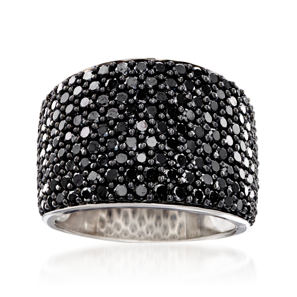 3.70 ct. t.w. Pave Black Spinel Ring in Sterling Silver | Ross-Simons