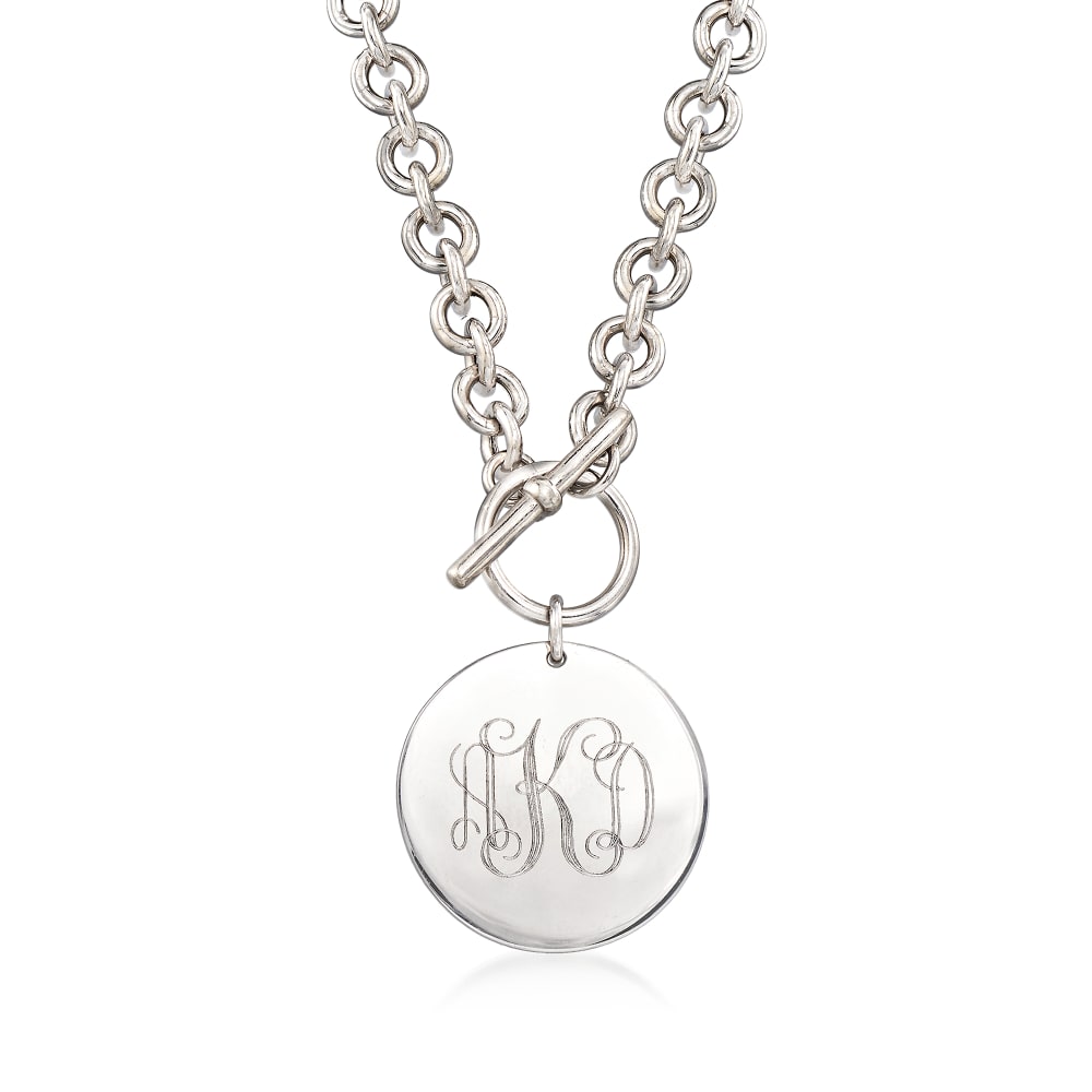 Italian Sterling Silver Personalized Disc Necklace | Ross-Simons